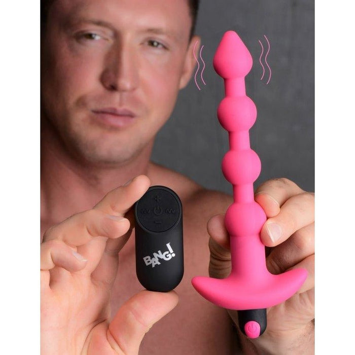 Anal Toys: Bang! Vibrating Silicone Anal Beads & Remote in Pink Intimates Adult Boutique