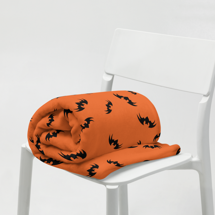 Bats Throw Blanket - Orange 50″ × 60″