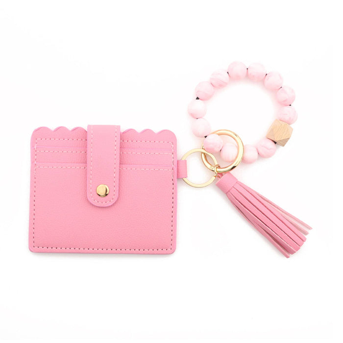 Beaded Bracelet Card Holder with Tassel