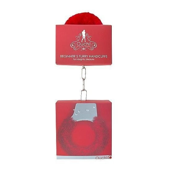 Red Beginner's  Furry Handcuffs |Fetish Play Intimates Adult Boutique