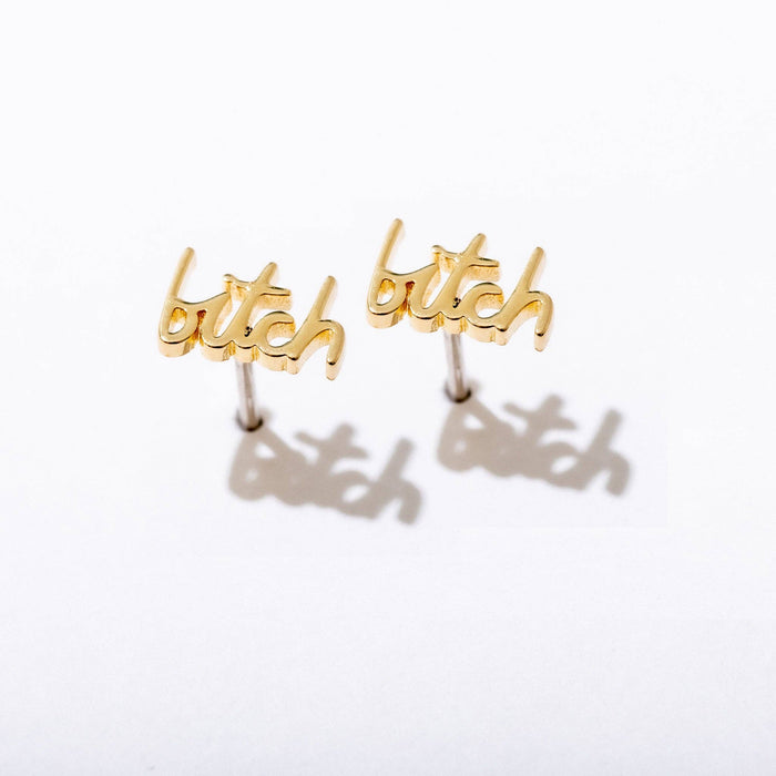 Bitch Swear Stud Earrings - Sterling Silver or Gold Plated