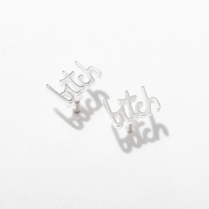 Bitch Swear Stud Earrings - Sterling Silver or Gold Plated