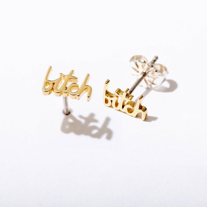 Bitch Swear Stud Earrings - Sterling Silver or Gold Plated