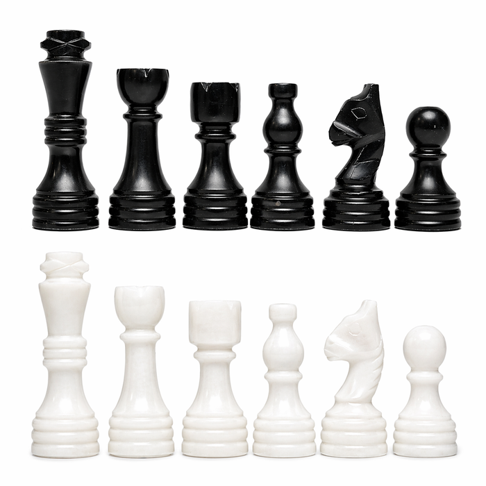 Black and White Chess Pieces for 12 to 16 Inches Board - Handcrafted (Pieces Only)