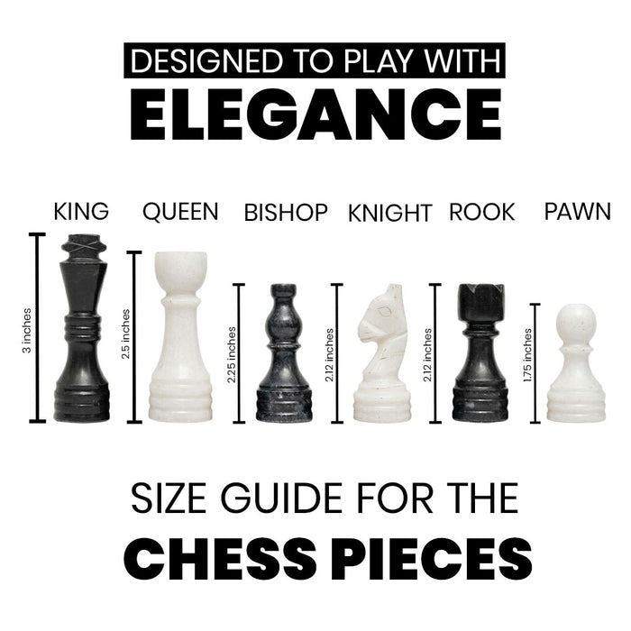 Black and White Chess Pieces for 12 to 16 Inches Board