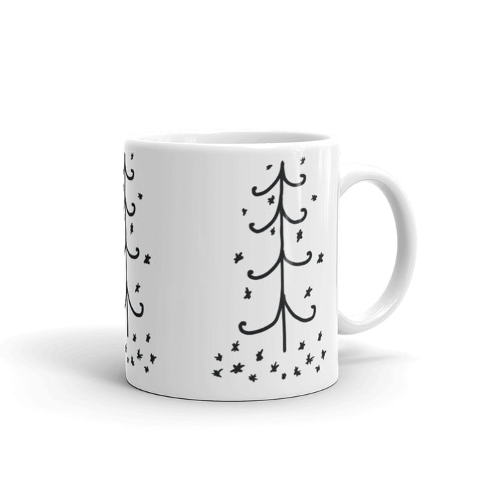 Black and White Christmas Tree Ceramic Mug