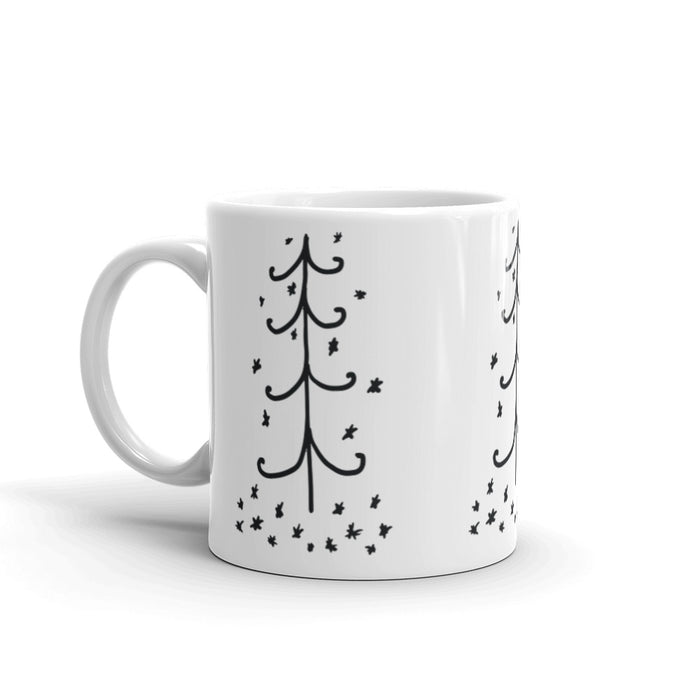Black and White Christmas Tree Ceramic Mug