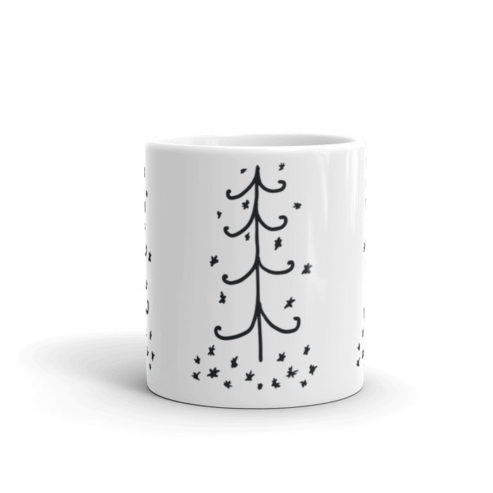 Black and White Christmas Tree Ceramic Mug