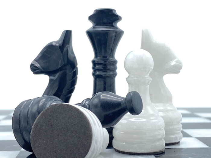Black & White Marble Chess Set 15 Inches | Handcrafted Luxury Chess Board