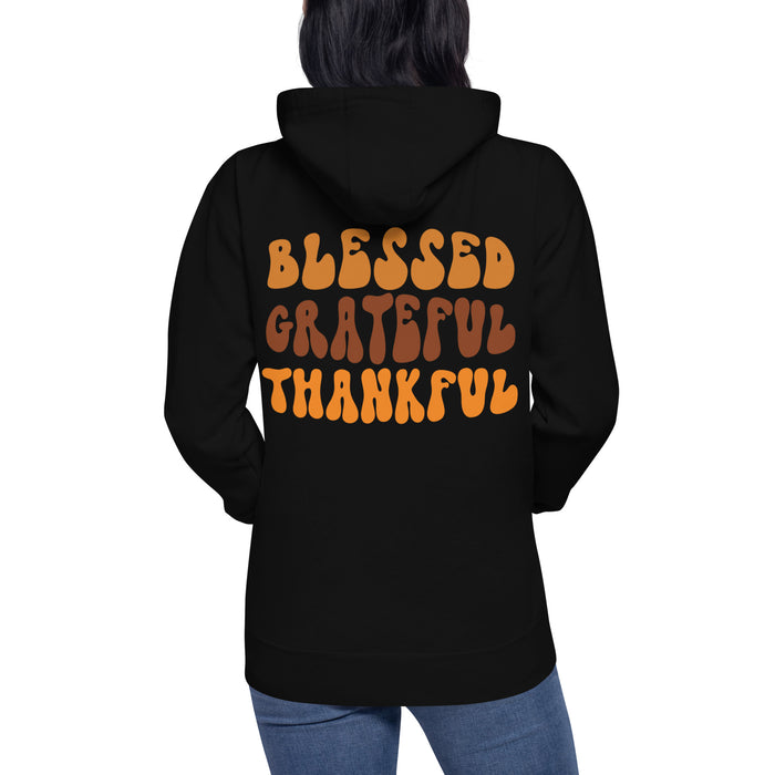 Blessed Grateful Thankful Unisex Hoodie - Bloom Seventy Seven