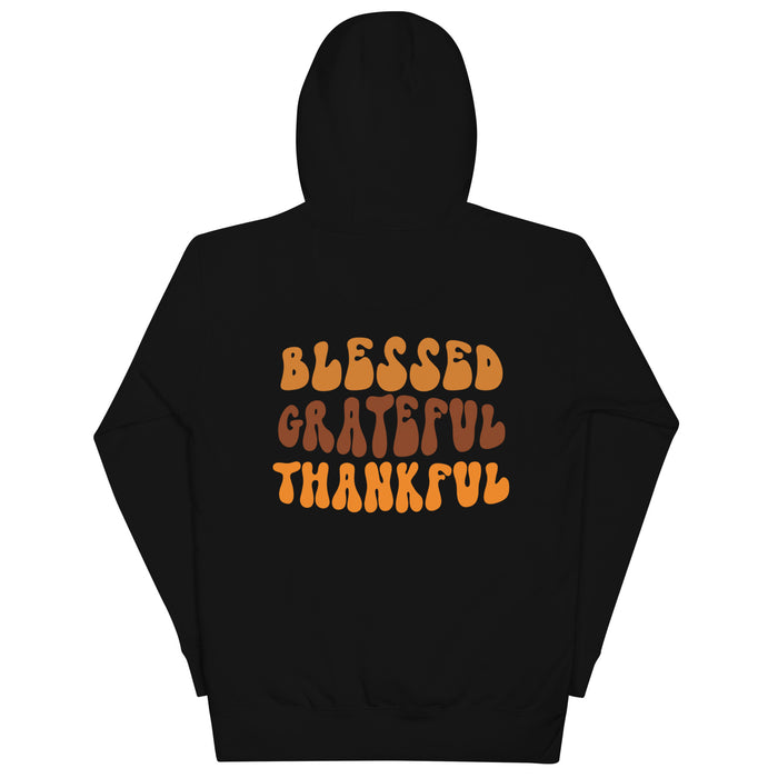 Blessed Grateful Thankful Unisex Hoodie - Bloom Seventy Seven
