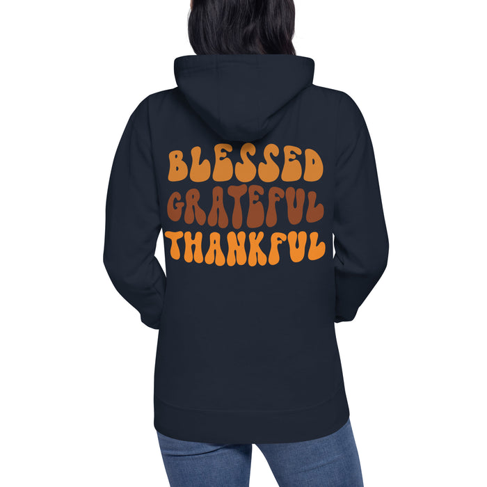Blessed Grateful Thankful Unisex Hoodie - Bloom Seventy Seven