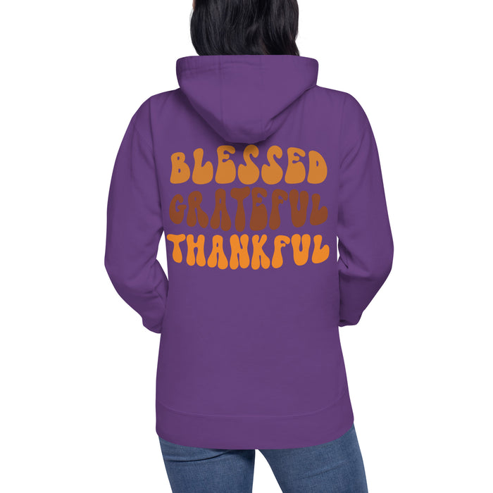 Blessed Grateful Thankful Unisex Hoodie - Bloom Seventy Seven