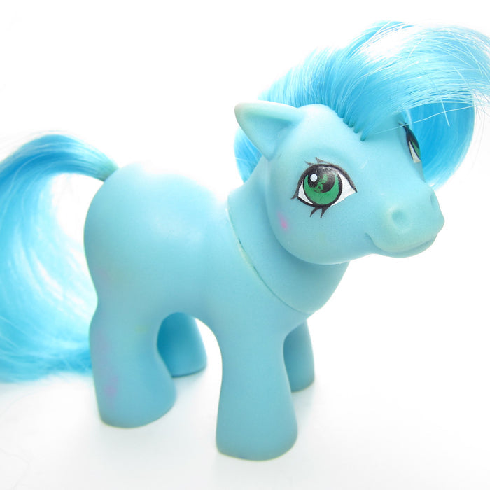 Blue Baby Ember with scratch in eye paint, pink mark on face and leg