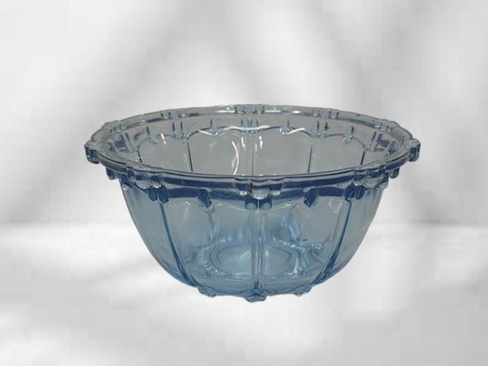 blue depression glass bowl
