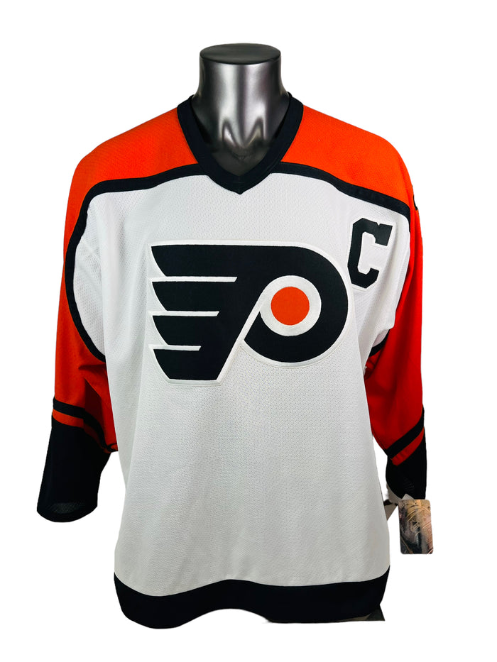 BOBBY CLARKE PHILADELPHIA FLYERS RETRO 2000'S AUTHENTIC CCM SIGNED JERSEY ADULT XL