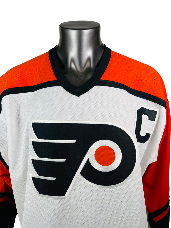 BOBBY CLARKE PHILADELPHIA FLYERS RETRO 2000'S AUTHENTIC CCM SIGNED JERSEY ADULT XL