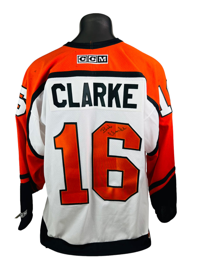 BOBBY CLARKE PHILADELPHIA FLYERS RETRO 2000'S AUTHENTIC CCM SIGNED JERSEY ADULT XL