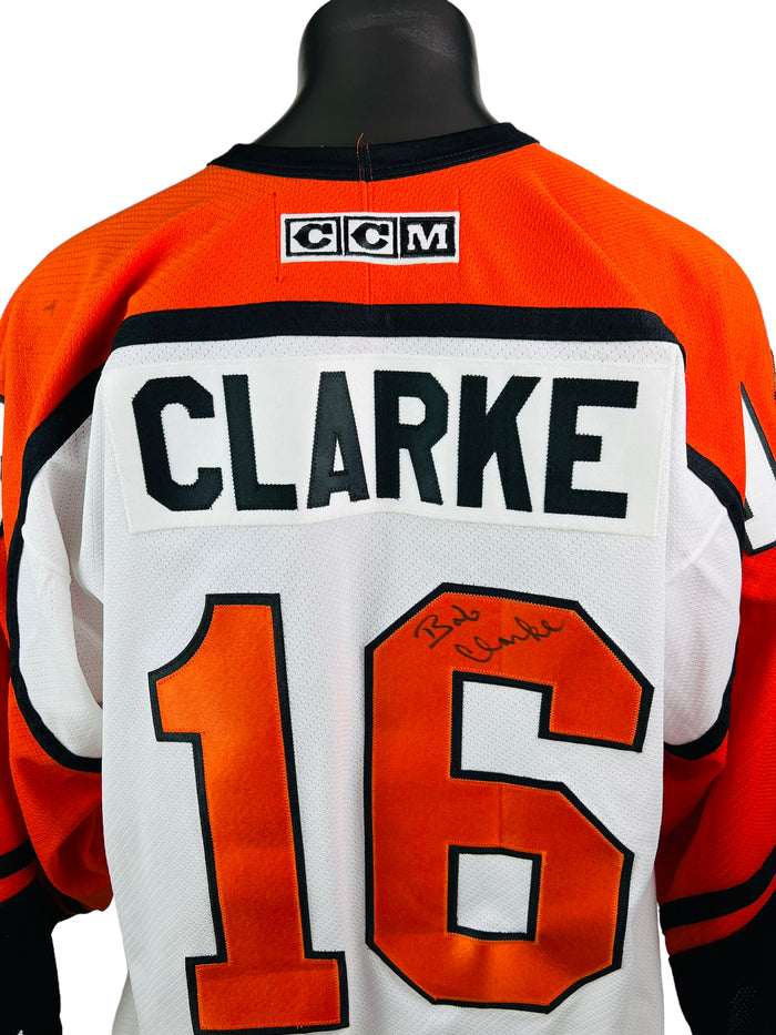 BOBBY CLARKE PHILADELPHIA FLYERS RETRO 2000'S AUTHENTIC CCM SIGNED JERSEY ADULT XL