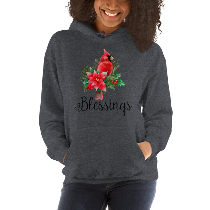 Cardinal Blessings With Poinsettia Christmas Women's Hoodie