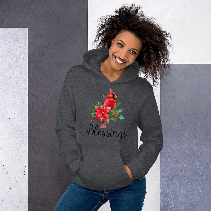 Cardinal Blessings With Poinsettia Christmas Women's Hoodie