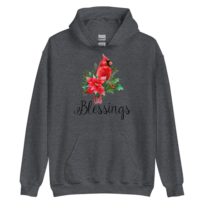 Cardinal Blessings With Poinsettia Christmas Women's Hoodie