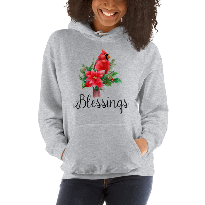 Cardinal Blessings With Poinsettia Christmas Women's Hoodie