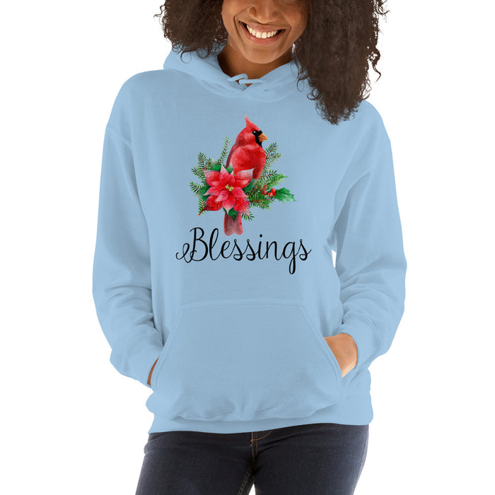 Cardinal Blessings With Poinsettia Christmas Women's Hoodie