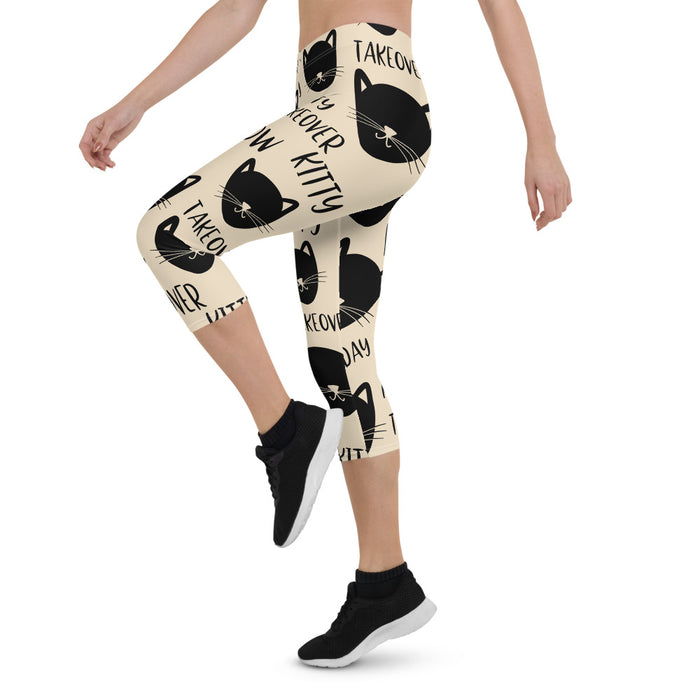 Cat Print Capri Leggings - Bloom Seventy Seven