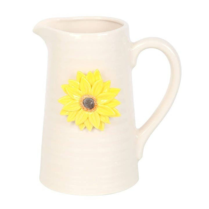 Ceramic Flower Pitcher with 3D Sunflower