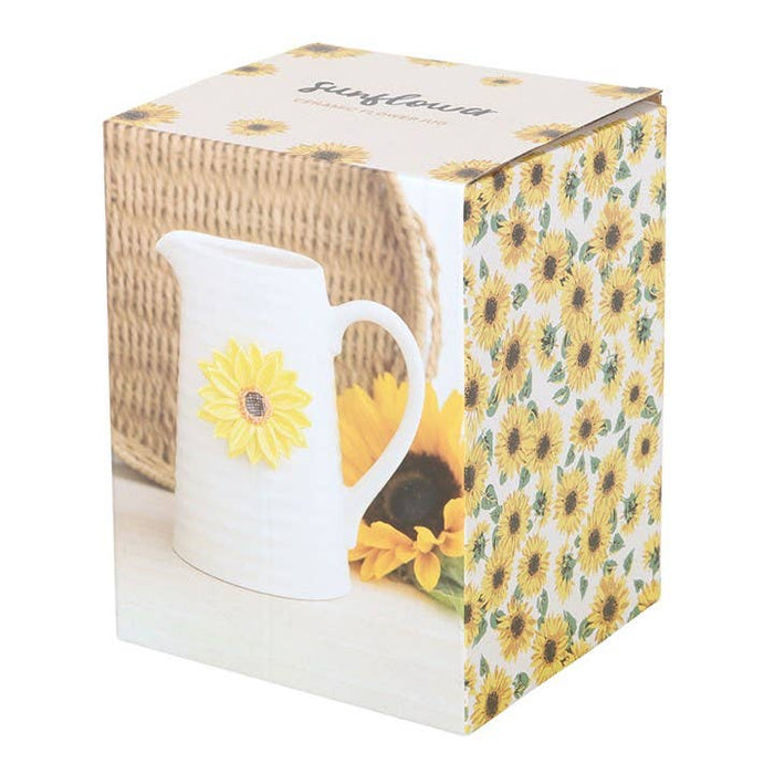 Ceramic Flower Pitcher with 3D Sunflower