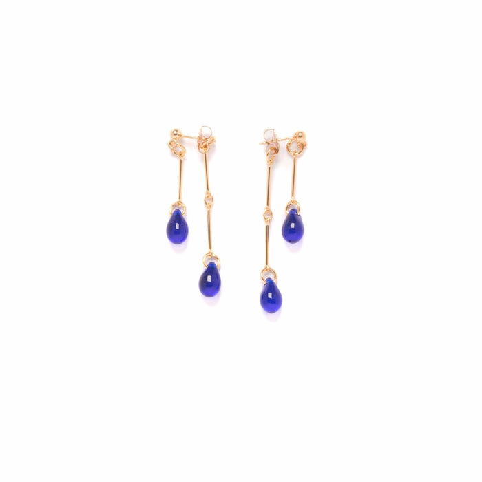 Cobalt Glass Double Drop Earrings