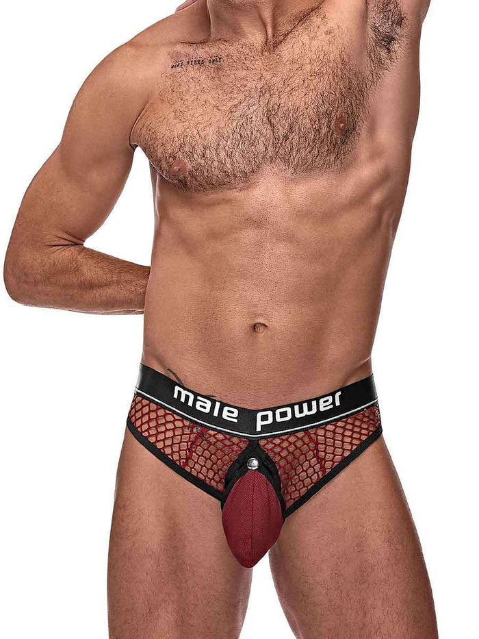 Cock Pit Cock Ring Thong Burgundy S-M Intimates Adult Boutique