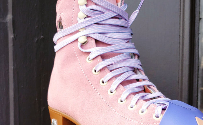 Core Derby Laces - Pink and Periwinkle Stripe