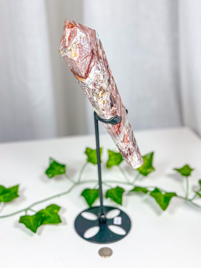 Crazy Lace Agate Wand on Stand (92C)