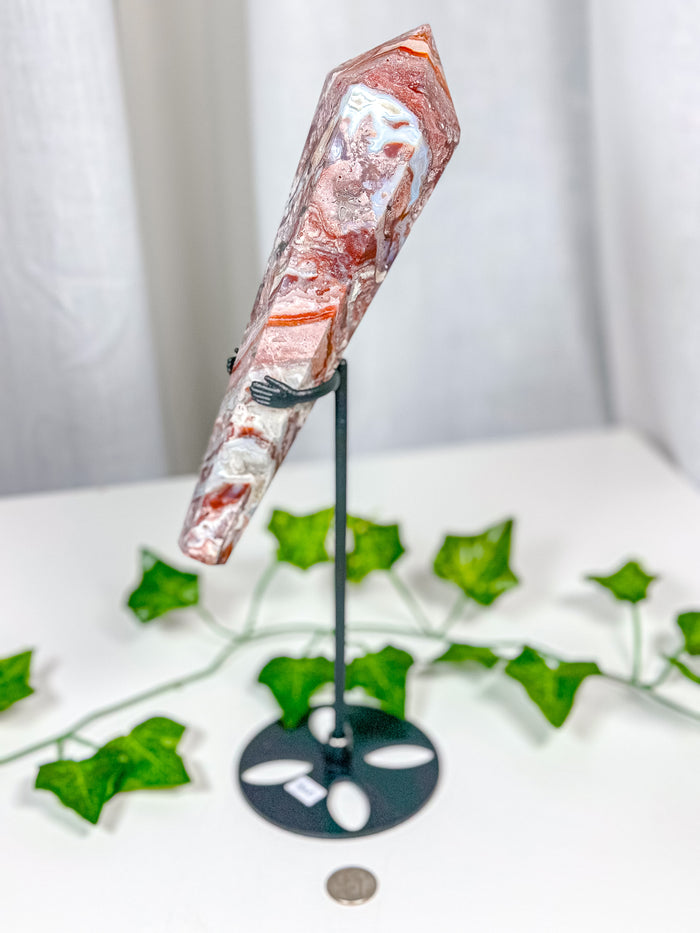Crazy Lace Agate Wand on Stand (92C)