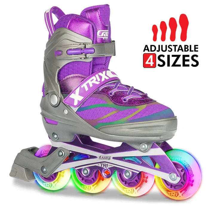 Crazy Trix LED Inline Skates - Purple