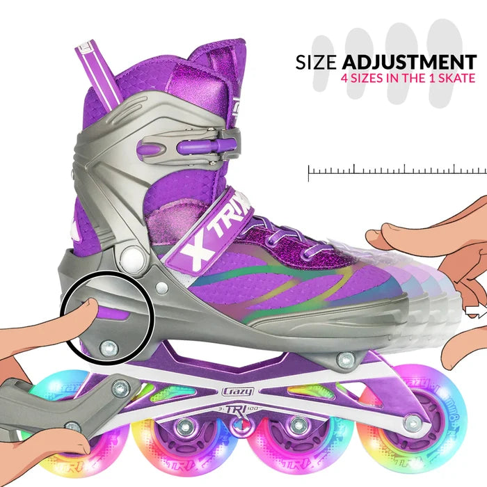 Crazy Trix LED Inline Skates - Purple