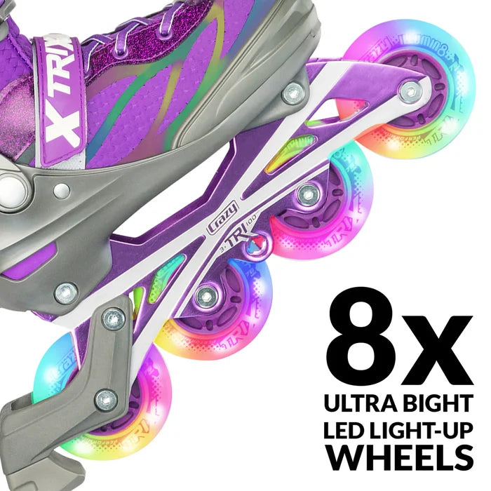 Crazy Trix LED Inline Skates - Purple