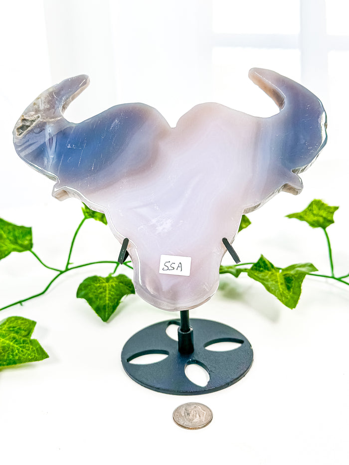 Druzy Amethyst Agate Bull on Stand (55A)