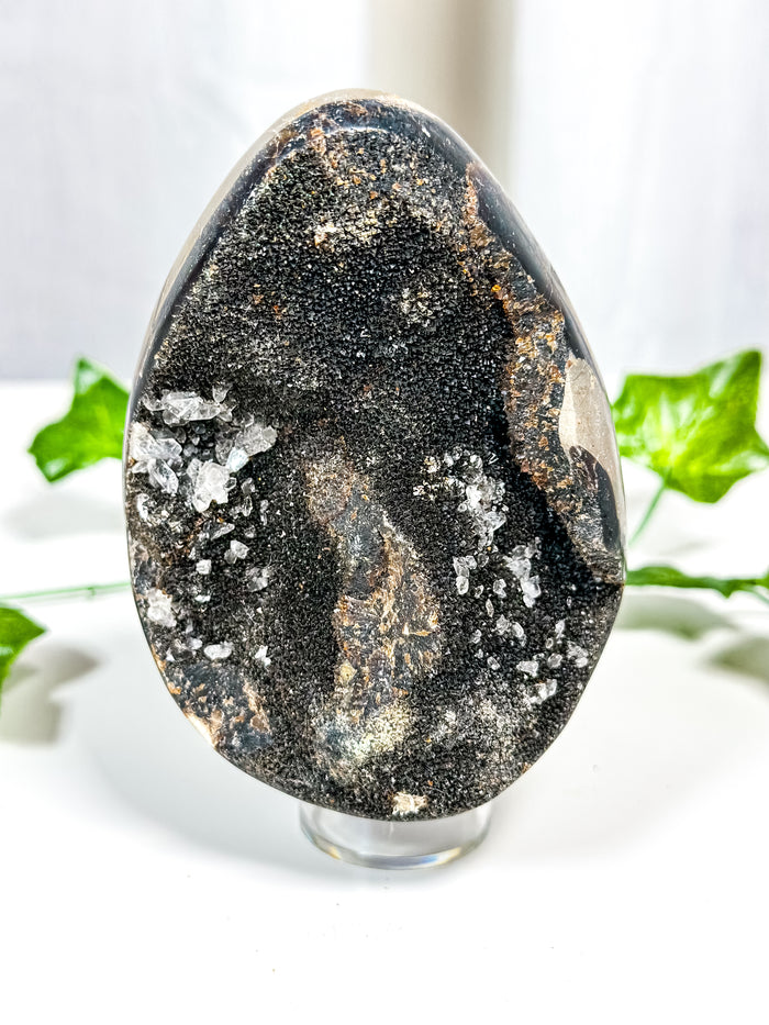 Druzy Septarian Geode Egg w/ Calcite (65A)