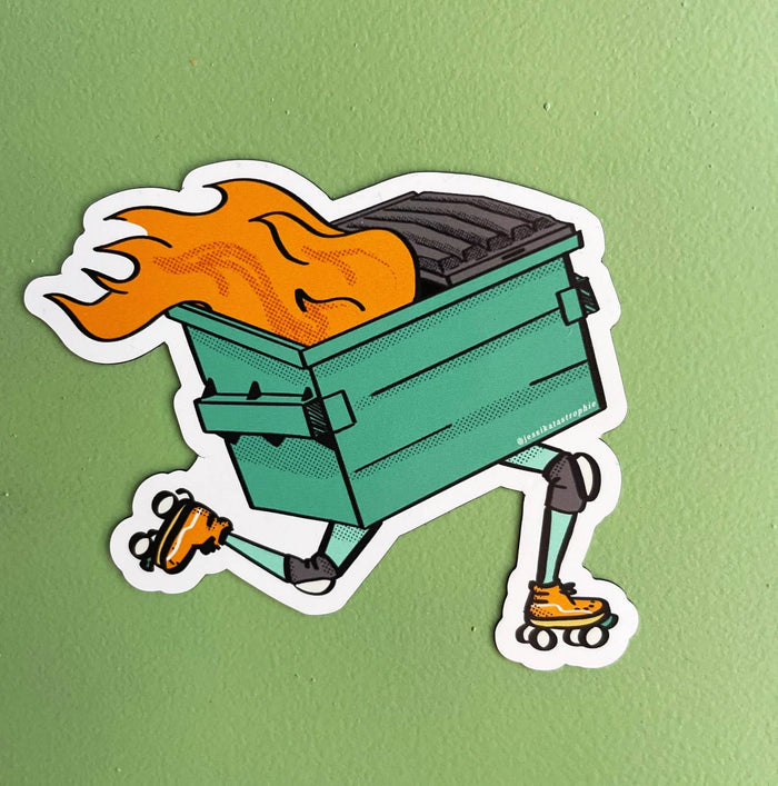 Dumpster Fire on Wheels Fridge Magnet