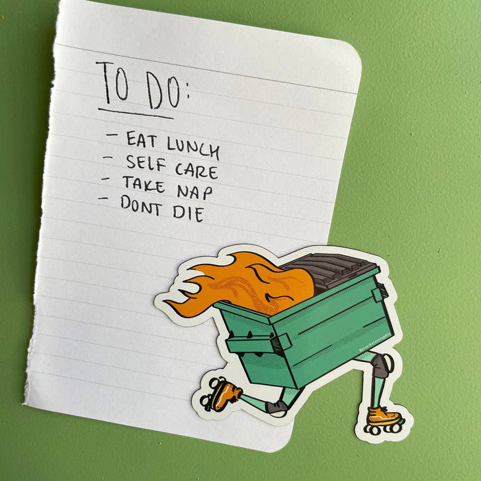 Dumpster Fire on Wheels Fridge Magnet