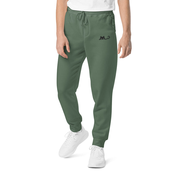 Embroidered Black Cat Sweatpants - Bloom Seventy Seven