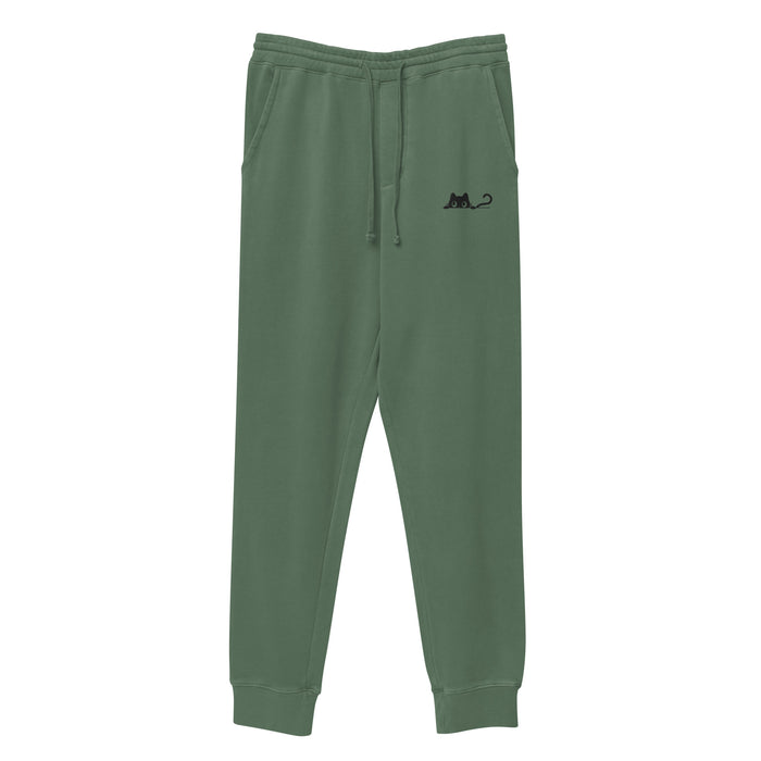 Embroidered Black Cat Sweatpants - Bloom Seventy Seven