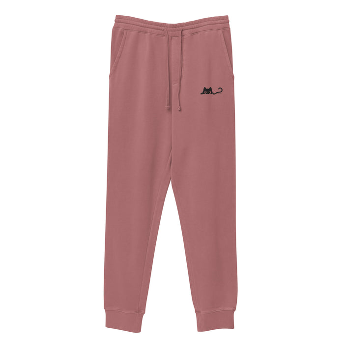 Embroidered Black Cat Sweatpants - Bloom Seventy Seven