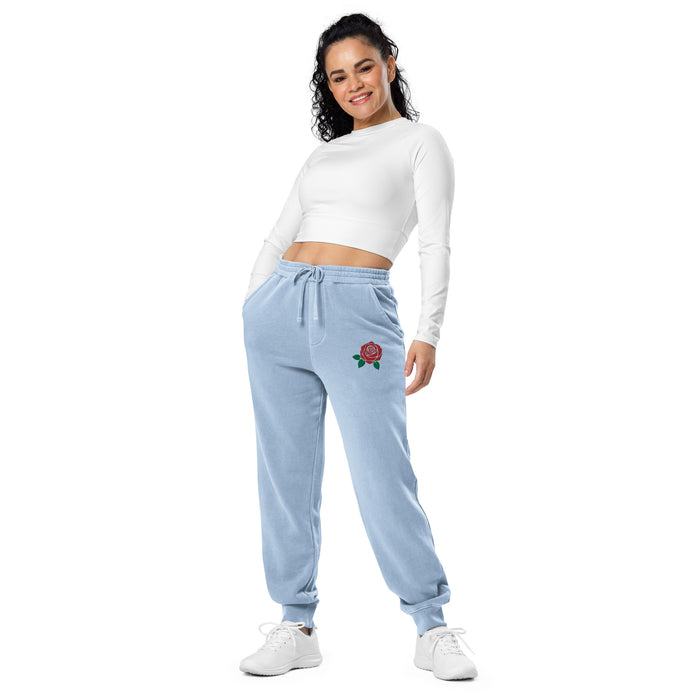 Embroidered Rose Sweatpants