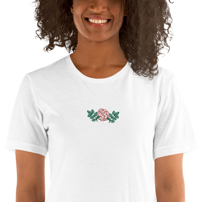 Embroidered Rose Women's T-Shirt - Bella Aster