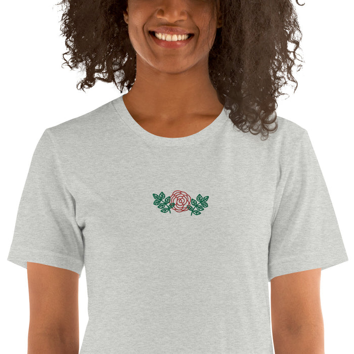 Embroidered Rose Women's T-Shirt - Bella Aster
