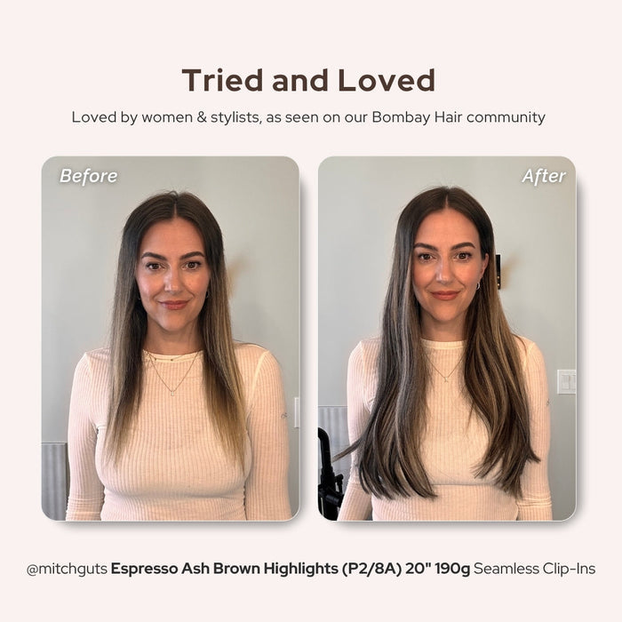 Espresso Ash Brown Highlights (P2/8A) 18" 190g Clip-ins